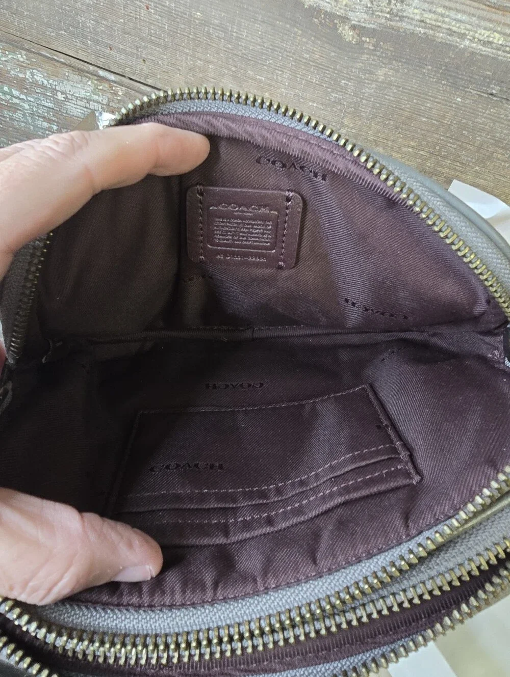 COACH Prairie Rivets Gray Pebbled Leather Studded Crossbody, NWOT